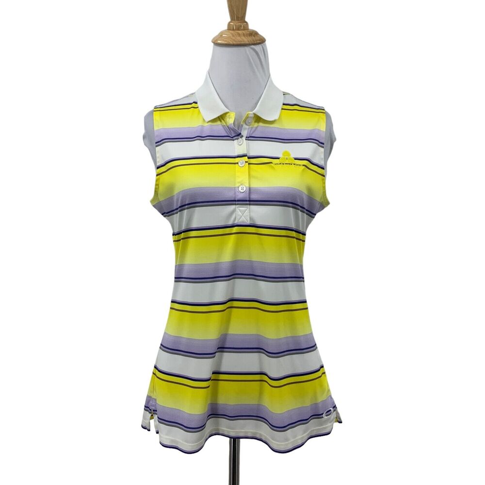 Oakley Polo Sleeveless Shirt Women S Small Striped Sleeveless The Boulders *READ